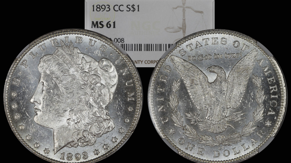 1893 CC Morgan Silver Dollar NGC MS61