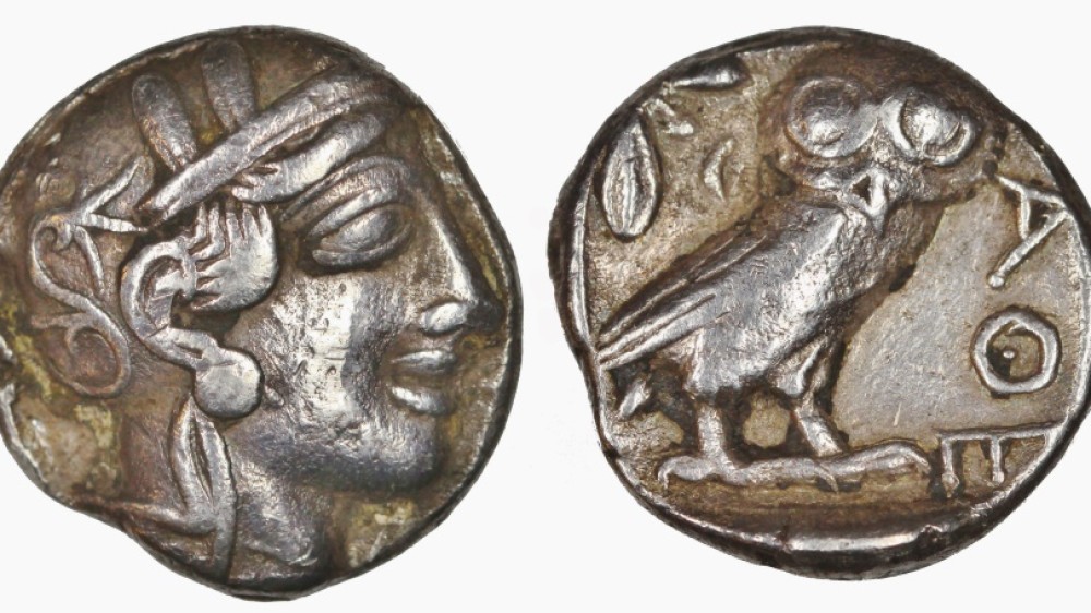 Ancient Greek Silver Owl Tetradrachm Coin from Athens – 454 BC